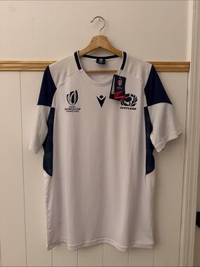 MACARON White and Navy Scotland Rugby Training Shirt